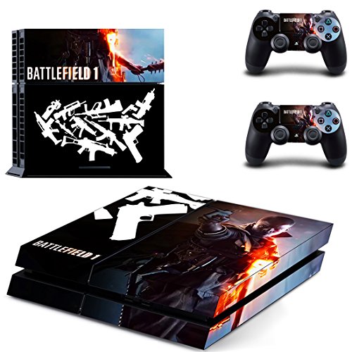 Preisvergleich Produktbild Playstation 4 + 2 Controller Aufkleber Schutzfolie Set - Battlefield 1 / PS4