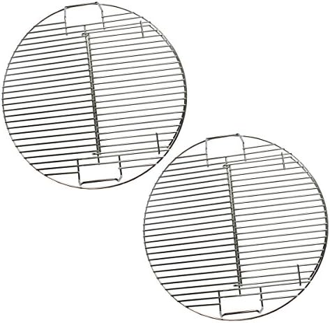 HUAXIONG Stainless Steel Round Barbecue Grill Fire Pit BBQ Heavy/Multi-Purpose Round Cross Wire Charcoal Barbecue Pits Grill Grid Duty 44.5CM fits Barbecue (TWO)