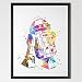 Dignovel Studios A3 Star Wars R2D2 print kids watercolour Print Wall Hanging Giclee Wall Print Movie Art Poster Birthday Gift nursery Decor home décor N375-Unframed