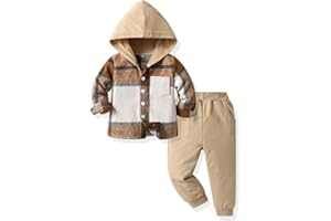 UUAISSO Vêtements Pour Bébés Tout-petits Hauts Garçons Sweat à Capuche Carreaux Pantalons Tenues D'automne et D'hiver