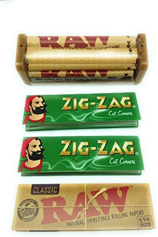 MontCherry Exclusive 2 Tips | Raw Rolling Machine 70mm Size | 2 Zigzag Green Standard | 1 Raw 1-1/4 Size Booklet Deal by Trendz