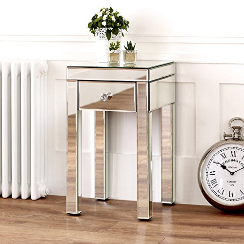 Venetian Mirrored Small 1 Drawer Lamp Table