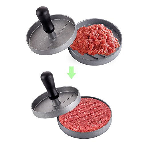Burgerpresse, Hamburger-Patties Hersteller, Fleischpresse Küchenzubehör–Antihaft-Aluminium Form für einzelne Patties für gefüllte und herkömmliche Hamburger, Ideal zum Grillen - 2