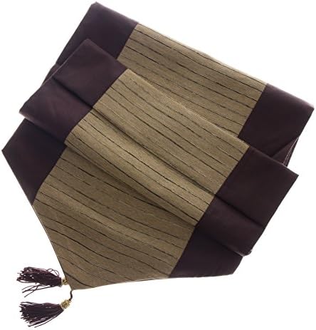 Avarada Elegant Table Runners Gold Line Brown For Home Decorative Coffee Table Bed Runners Sofa 13 x 63 Inches (33x160cm) Slik look Blend Polyester Table Runner
