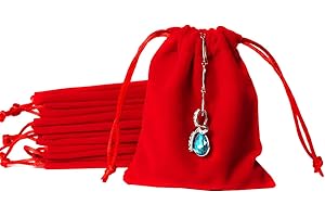 FAVORTALK Velvet Drawstring Pouches 10pcs Velvet Cloth Bags for Jewellery Wedding Ring Gift Red Velvet Bags (100x150 mm/ 3.9 x 5.9 inches,Red)
