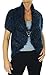 (7456-6) Evening Soft Snug Knit Bolero Brooch Pin Front Blue (SM)