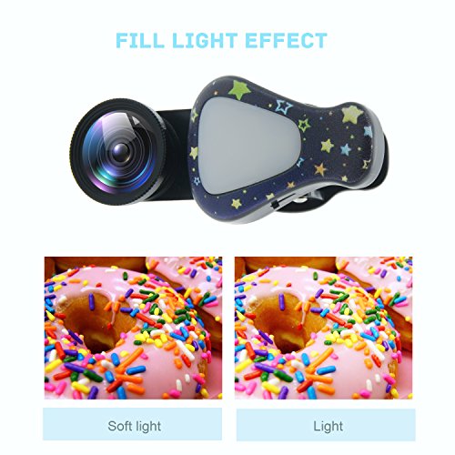 Obiettivi Smartphone con 8 Luci Flash, 0.63X Lenti Grandangolo, 15X Obiettivo Macro, Hovinso Obiettivo Cell Phone per iPhone 7, 6s, 6s Plus, 6, 5s, Samsung, HTC e PiÃ¹ Smartphone(Nero)