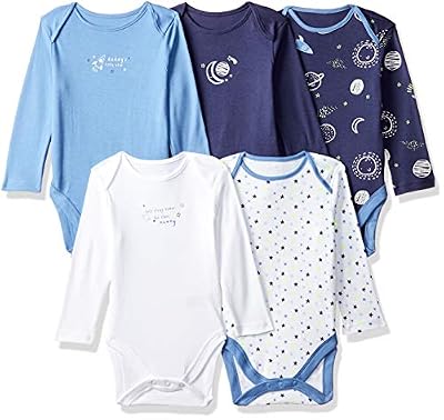 Mothercare Boys 5 Pack Long Sleeve Mummy & Daddy Bodysuits, Body Bébé garçon, Multicolour (Lights Multi), 3-6 Mois (Taille Fabricant: 68)