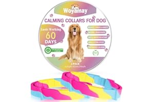 Woyamay Collare Calmante per Cani, Collare Calmo per Cani Regolabile, Naturale Collari Calmante per Cani Anti-Ansia, Collare Cani Feromoni 60 Giorni per Cani di Tutte Le Taglie, Arcobaleno (2 Pezzi)