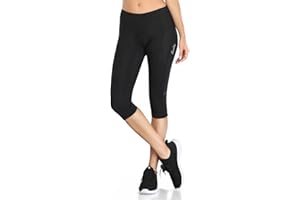 Santic Radlerhose Damen 3/4 Fahrradhose Gepolstert Radsportshorts Radhose Radsport-Leggings Tights Sitzpolster Elastische Schnell Trocknend Atmungsaktive Schwarz