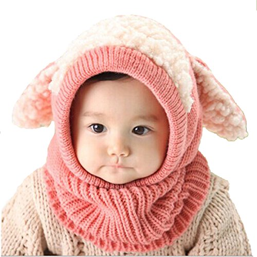 Ukamshop(TM)Winter Baby Kids Girls Boys Warm Woolen Coif Hood Scarf Caps Hats (Pink)