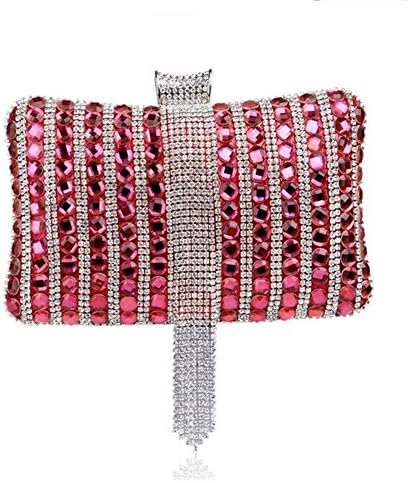 NAOMIIII Women Diamond Tassels Formal Party Wedding Evening Sparkly Clutch Bag , Red