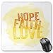 Produktbild BGLKCS Hope Mauspads Mouse Pad, Inspirational Religious Hope Faith Love Quote with Grunge Letters, Standard Size Rectangle Non-Slip Rubber Mousepad, Orange Yellow and Pale Yellow