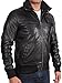 Produktbild Herren Real Schaffell Bomberjacke aus Leder Braun Klassisch Lässige Ausgestattet Jacke S-5XL (Medium, Schwarz)