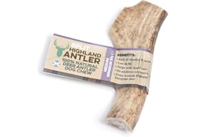 HIGHLAND ANTLER 100% Natural SPLIT Antler Dog Chews The Hypo-Allergenic Dog Chew Like Stagbar (Weight - Medium 51 - 80g), Size May Vary