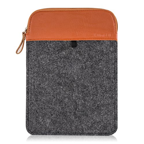kwmobile Tablettasche Filz Sleeve für 9,7 - 10,1" Tablet - Tablet Schutzhülle Tasche Case Hülle in Grau Braun Innenmaße: ca. 27 x 19,5 cm