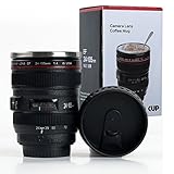 Shoptoshop Super Classic Camera Lens Shaped Coffee Mug With Lid, 400 Ml, Black (Mug_001)