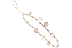 LEDSHLIU Cordón de teléfono móvil,cadena colgante de caja de teléfono móvil anti-perdida de cristal rosa,accesorios de decoración de teléfono móvil,correa de muñeca,llavero,colgante de bolsa de cordón