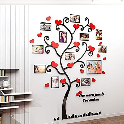 Alicemall Sticker Mural Cadre Photo Autocollant Mural Chambre 3d Décoration Murale Chambre(style 4(feuilles coeur))