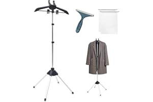 GIPOBUY Portable Steamer Stand for Clothes, Foldable Steamer Rack for Steaming Clothes, Travel Garment Steam Iron Stand Hanger, Folding Handheld Steamer Clothes Rack for RV, Home, Hotel, Indoor Black