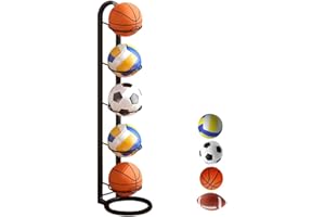 XPJBKC 5 Stufiger Ballständer, Vertical Ball Aufbewahrung, Abnehmbare Ballregal Fußball Ständer, Ballaufbewahrungsregal Basketball Holder, Basketball Halter, Ball Storage Rack Sportgeräte Organizer