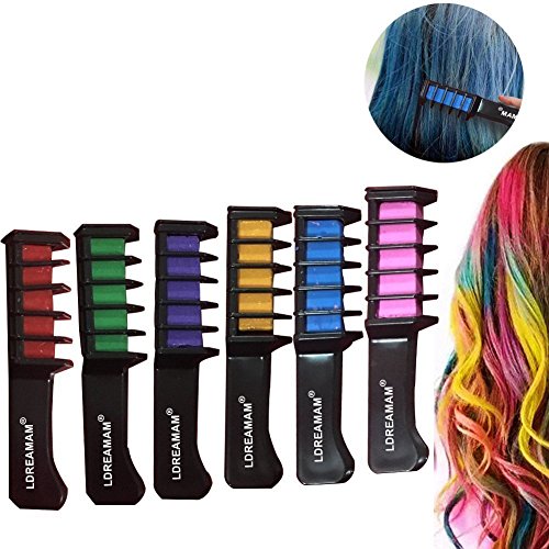 Haarkreide,Hair Chalk,Haarkreide-Set,LDream® 6 Farben - vibrierende,langlebige temporäre Schimmer Haar Farben Creme mit Kämme Haare Färben Kreide Haartönungen