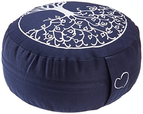 maylow – Yoga mit Herz – Yogakissen Meditationskissen mit Stickerei Baum des Lebens 33x15cm mit Dinkelspelz gefüllt – Bezug und Inlett 100% Baumwolle - 3