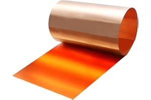 WINFOX 99.9% Pure Copper Sheet Metal Roll, Copper Foil Strip 1000mm x 200mm x 0.2mm for Roofing Repairs, DIY Crafts, Jewellery Making, Welding