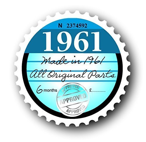 Sticar-it LtdRetro 1961 Tax Disc Replacement Classic Vintage Vinyl Car Sticker Decal Badge 75x75mm approx.