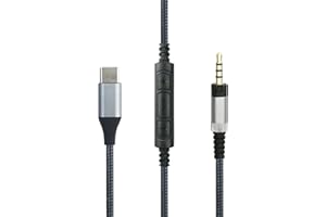 ABLET USB-C-Audiokabel, kompatibel mit Sennheiser HD400S HD4.40 HD4.40BT HD4.50 HD4.50BTNC Kopfhörer, Lautstärkeregelungsmikrofon kompatibel mit Samsung Galaxy, kompatibel mit Oneplus Android-Handy