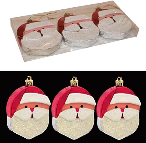 Christmas 3 Pack 8cm Santa Face Hanging Tree Decorations