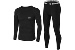 EONGOA Herren Thermounterwäsche Set,Funktionsunterwäsche Suit mit Innenfleece, Flexibel Skiunterwäsche Männer Winter Warme Thermounterhemd Unterwäsche für zu Hause Winter