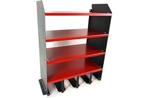MegaMaxx Power Tools Storage Charging Station with 4 Tool Hanging Capacity and 4 Shelf - Wall Mount Toolbox Rack Cabinet for Home, Workshop, DIY Garage Hand Tools Organiser (Red)