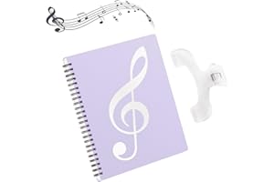 YANJIY Mappe A4, Notenmappe, 40 Notenblätter Notenhalter, Notenbinder, Chormappe A4 Ringbuch, Mit 1 Buchseitenhalter-Clips, Notenordner Für Notenblätter, Musikpartitur, File, Papier (Lila)