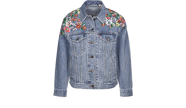 levi denim jacket flowers