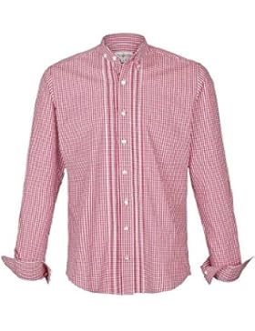 Herren Almsach Stehbundhemd Slim-Fit Vichy rot 'Richy', rot,