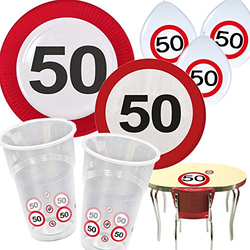8 Luftballons * 50. GEBURTSTAG * mit Verkehrsschild-Design // Set Balloons Ballon Decoration Deko Jubiläum Fünfzig Jahre - 2