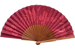 Abanico Español Carmen - Madera y Algodón - 23 cm - Estuche y Funda de Yute - Accesorio de Moda - Hecho a Mano en España - Eventos y Regalos - Colección Mantón - Tusitala Barcelona