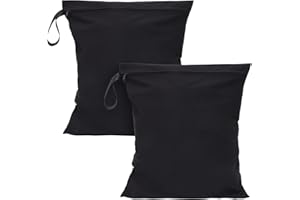 FRETONBA Wetbag 40x 50 cm 2 Stück Nasstasche Wiederverwendbar mit Reißverschluss, wasserdichte Wet Bag Schmutzige Kleidung Tasche Organiser für Badeanzüge, Strandtuch, Sportkleidung - Schwarz