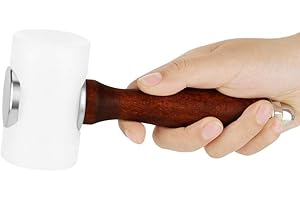 STEELFEVER T Shape Leather Craft Hammer, Cowhide Sew Club DIY Leathercraft Carving Mallet with Wood Handle