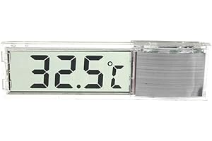 Clenp Thermomètre D'ambiance Hygromètre D'intérieur Numérique 3D LCD Aquarium Numérique Aquarium Fish Tank Mètre De Température d'eau Thermomètre à Coller pour Réservoir Argent 7 cm x 1,5 cm