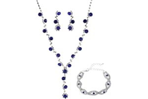 FDEETY Gioielli Donna Gioielli con Strass Collana Orecchini Bracciale Set con Cristallo Gioielli da Sposa per Donne e Ragazze Anniversario Valentino