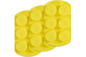 Newk Fruit Shape Silicone Mold - 4 Packs 6 Cavity Lemon 3D Baking Molds Non-Stick Food Safe Soap Ice Cube Candy Fondant Chocolate Mold
