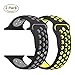 Produktbild SURPHY Für Apple Watch Armband 42mm, Silikon Ersatz Sportlicher Schutz für iWatch Serie 3 2 1 Einstellbar Uhrenarmbänder Für Männer Damen Pärchen, Schwarz Gelb