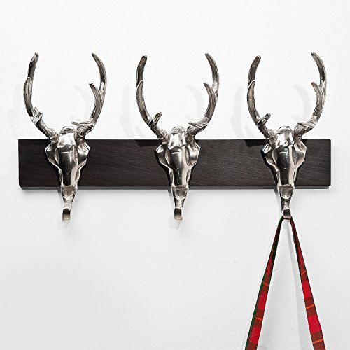 WANDGARDEROBE JÄGERGLÜCK Hirschkopf Geweih Aluminium 3 Kleiderhaken - 4