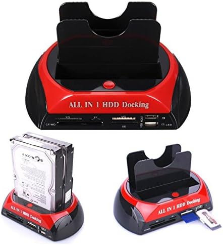 HotJack Dual Bay USB 1.1/2.0 IDE to SATA All In 1 HDD Dock Hard Drive Docking Station for 2.5 Inch/3.5 Inch SATA IDE Hard Drive(Compatible with Windows 2000/ XP /Vista/ 7/ 8, Mac OS 9.1/10.8.4)