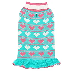 KYEESE Valentine's Day Dogs Sweaters Dress with Leash Hole Turtleneck Dog Knitting Sweaters for Large Dogs