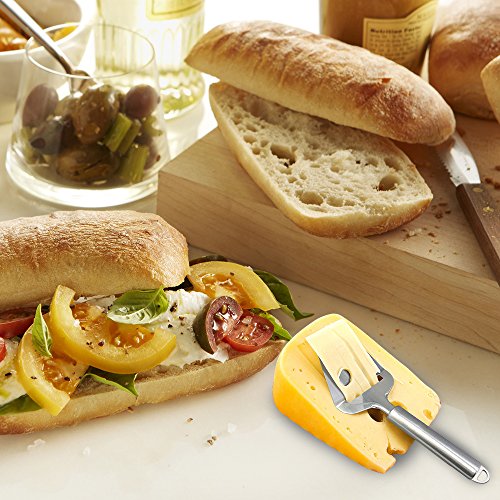 Käseschneider, Bukm, Käse-Schneidmaschine, Edelstahl-Scherblock mit ergonomischem Griff-Entwurf, für harten Käse, Scheibe-Schinken, Kuchen u. Sandwiche, Silber - 7