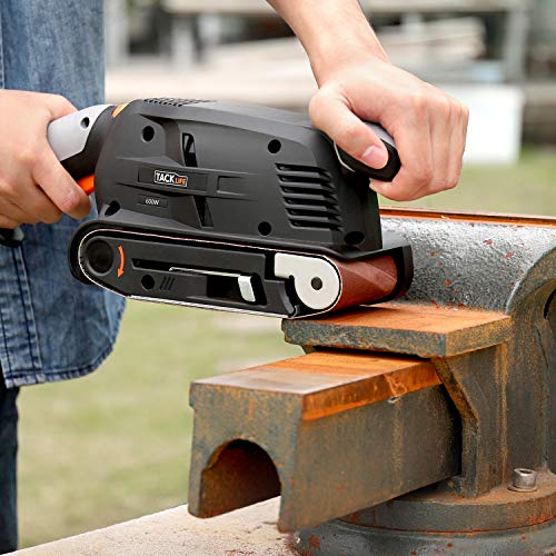 TACKLIFE Lijadora de Banda, 600W Lijadora Eléctrica, 13 Lijas 75x457mm