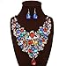 Produktbild eshion New Arrival Vintage Zubehör Halskette Anhänger Maxi Blumen Colorful Kristall Statement Halsketten und Ohrringe Schmuck Sets Multi Gold